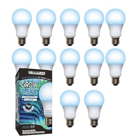 Miracle Led 6.5KK Pro-Pack Indoor Grow Light Bulb, 6500K Blue Spec. Replace 150W Grow Bulbs, 12PK 801888